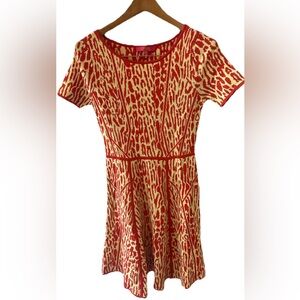 Catherine Malandrino Orange and Yellow Abstract Print Sweater Dress